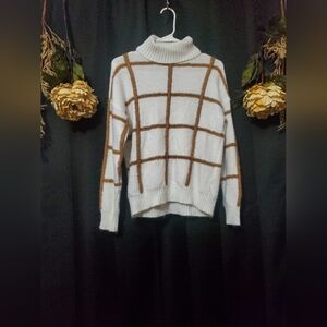 Alison Andrew’s Women’s Turtle Neck Raised Striped Knitted Sweater SZ S